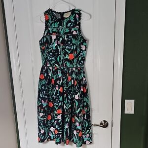 Floral Sleeveless Dress - Black and Green
